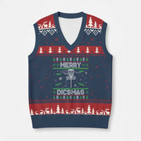 Disc Golf Xmas V-Neck Knit Sweater Vest Merry Discmas Ugly Xmas - Wonder Print Shop