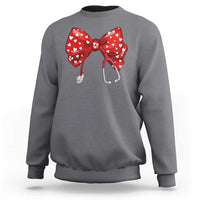 Nurse Coquette Valentine Heart Sweatshirt Gift For Healthcare Professionals Bow