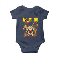 Maneki Neko Baby Onesie Kawaii Japanese Lucky Cat Waving