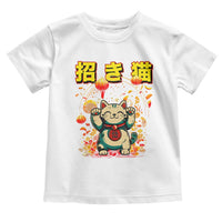 Maneki Neko Toddler T Shirt Kawaii Japanese Lucky Cat Waving