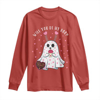 Valentines Ghost Long Sleeve Shirt Will You Be My Boo Cute Funny