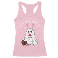 Valentines Ghost Racerback Tank Top Will You Be My Boo Cute Funny