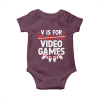 Valentines Day Gamers Baby Onesie V Is For Video Games