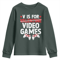 Valentines Day Gamers Youth Sweatshirt V Is For Video Games