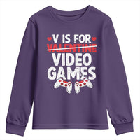 Valentines Day Gamers Youth Sweatshirt V Is For Video Games