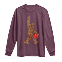 Bigfoot Heart Valentines Day Long Sleeve Shirt Boys Men Kids Love Sasquatch Lovers