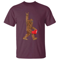 Bigfoot Heart Valentines Day T Shirt Boys Men Kids Love Sasquatch Lovers
