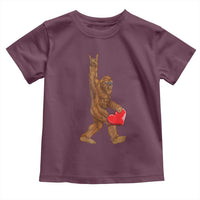 Bigfoot Heart Valentines Day Toddler T Shirt Boys Men Kids Love Sasquatch Lovers