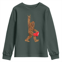 Bigfoot Heart Valentines Day Youth Sweatshirt Boys Men Kids Love Sasquatch Lovers