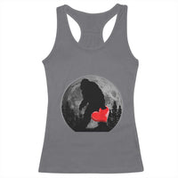 Bigfoot Heart Valentines Day Racerback Tank Top Funny Valentine Sasquatch Lovers