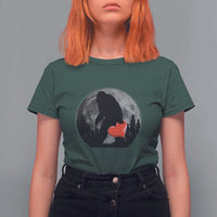 Bigfoot Heart Valentines Day T Shirt For Women Funny Valentine Sasquatch Lovers