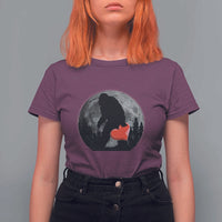 Bigfoot Heart Valentines Day T Shirt For Women Funny Valentine Sasquatch Lovers