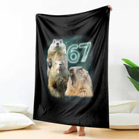 67 Meme Groundhog Throw Blanket Howling At The Moon Funny Six Seven Meme Ground Hog Day - Wonder Print Shop