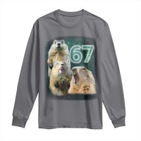 67 Meme Groundhog Long Sleeve Shirt Howling At The Moon Funny Six Seven Meme Ground Hog Day - Wonder Print Shop