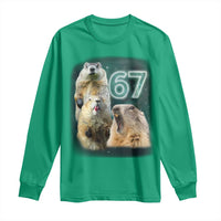 67 Meme Groundhog Long Sleeve Shirt Howling At The Moon Funny Six Seven Meme Ground Hog Day - Wonder Print Shop