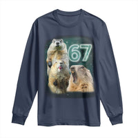 67 Meme Groundhog Long Sleeve Shirt Howling At The Moon Funny Six Seven Meme Ground Hog Day - Wonder Print Shop