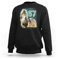 67 Meme Groundhog Sweatshirt Howling At The Moon Funny Six Seven Meme Ground Hog Day - Wonder Print Shop