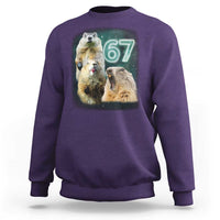 67 Meme Groundhog Sweatshirt Howling At The Moon Funny Six Seven Meme Ground Hog Day - Wonder Print Shop
