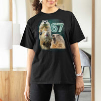 67 Meme Groundhog T Shirt For Women Howling At The Moon Funny Six Seven Meme Ground Hog Day - Wonder Print Shop