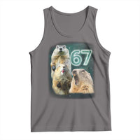 67 Meme Groundhog Tank Top Howling At The Moon Funny Six Seven Meme Ground Hog Day - Wonder Print Shop