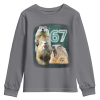 67 Meme Groundhog Youth Sweatshirt Howling At The Moon Funny Six Seven Meme Ground Hog Day - Wonder Print Shop