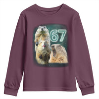 67 Meme Groundhog Youth Sweatshirt Howling At The Moon Funny Six Seven Meme Ground Hog Day - Wonder Print Shop