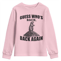Funny Groundhog Day Youth Sweatshirt Retro Guess Whos Back - Wonder Print Shop