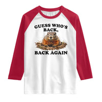 Groundhog Day Raglan Shirt Funny Woodchuck Guess Whos Back - Wonder Print Shop