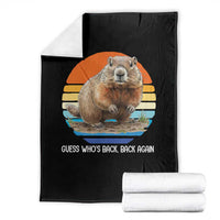 Groundhog Day Throw Blanket Retro Vintage Funny Woodchuck Guess Whos Back - Wonder Print Shop
