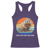 Groundhog Day Racerback Tank Top Retro Vintage Funny Woodchuck Guess Whos Back - Wonder Print Shop