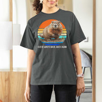 Groundhog Day T Shirt For Women Retro Vintage Funny Woodchuck Guess Whos Back - Wonder Print Shop