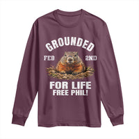 Funny Groundhog Long Sleeve Shirt Grounded For Life Ground Hog Day - Wonder Print Shop