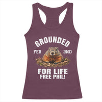 Funny Groundhog Racerback Tank Top Grounded For Life Ground Hog Day - Wonder Print Shop