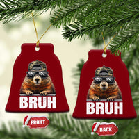 Bruh Groundhog Ceramic Ornament Funny Woodchuck Camo Hat Youth Teens Kids Slang - Wonder Print Shop