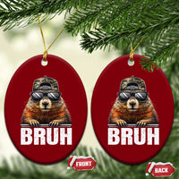 Bruh Groundhog Ceramic Ornament Funny Woodchuck Camo Hat Youth Teens Kids Slang - Wonder Print Shop