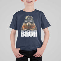 Bruh Groundhog T Shirt For Kid Funny Woodchuck Camo Hat Youth Teens Kids Slang - Wonder Print Shop