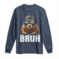 Bruh Groundhog Long Sleeve Shirt Funny Woodchuck Camo Hat Youth Teens Kids Slang - Wonder Print Shop