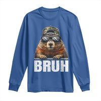 Bruh Groundhog Long Sleeve Shirt Funny Woodchuck Camo Hat Youth Teens Kids Slang - Wonder Print Shop