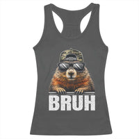 Bruh Groundhog Racerback Tank Top Funny Woodchuck Camo Hat Youth Teens Kids Slang - Wonder Print Shop