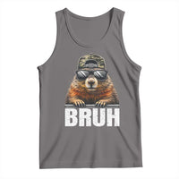 Bruh Groundhog Tank Top Funny Woodchuck Camo Hat Youth Teens Kids Slang - Wonder Print Shop