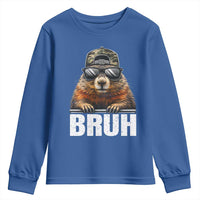 Bruh Groundhog Youth Sweatshirt Funny Woodchuck Camo Hat Youth Teens Kids Slang - Wonder Print Shop
