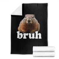 Bruh Groundhog Throw Blanket Funny Woodchuck Youth Teens Kids Slang - Wonder Print Shop