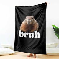 Bruh Groundhog Throw Blanket Funny Woodchuck Youth Teens Kids Slang - Wonder Print Shop