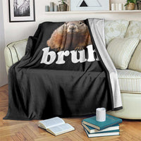 Bruh Groundhog Throw Blanket Funny Woodchuck Youth Teens Kids Slang - Wonder Print Shop
