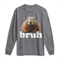 Bruh Groundhog Long Sleeve Shirt Funny Woodchuck Youth Teens Kids Slang - Wonder Print Shop