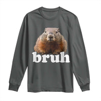 Bruh Groundhog Long Sleeve Shirt Funny Woodchuck Youth Teens Kids Slang - Wonder Print Shop