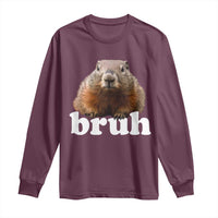 Bruh Groundhog Long Sleeve Shirt Funny Woodchuck Youth Teens Kids Slang - Wonder Print Shop