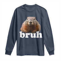 Bruh Groundhog Long Sleeve Shirt Funny Woodchuck Youth Teens Kids Slang - Wonder Print Shop