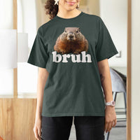 Bruh Groundhog T Shirt For Women Funny Woodchuck Youth Teens Kids Slang - Wonder Print Shop