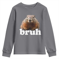 Bruh Groundhog Youth Sweatshirt Funny Woodchuck Youth Teens Kids Slang - Wonder Print Shop